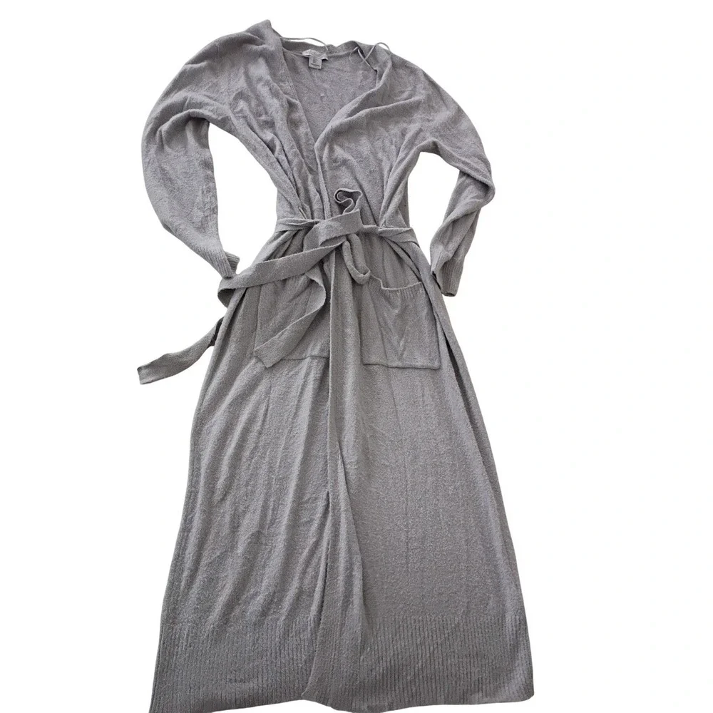Rachel Zoe Oversized Elegant Long Cardigan Knit Belted Pockets‎ Beige Size L